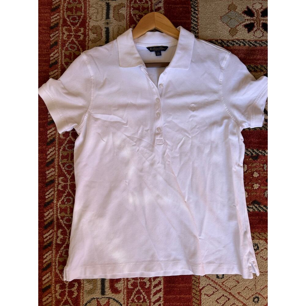 Brooks Brothers supima cotton White Polo Shirt Short Sleeve Collared Tee preppy - Picture 2 of 14
